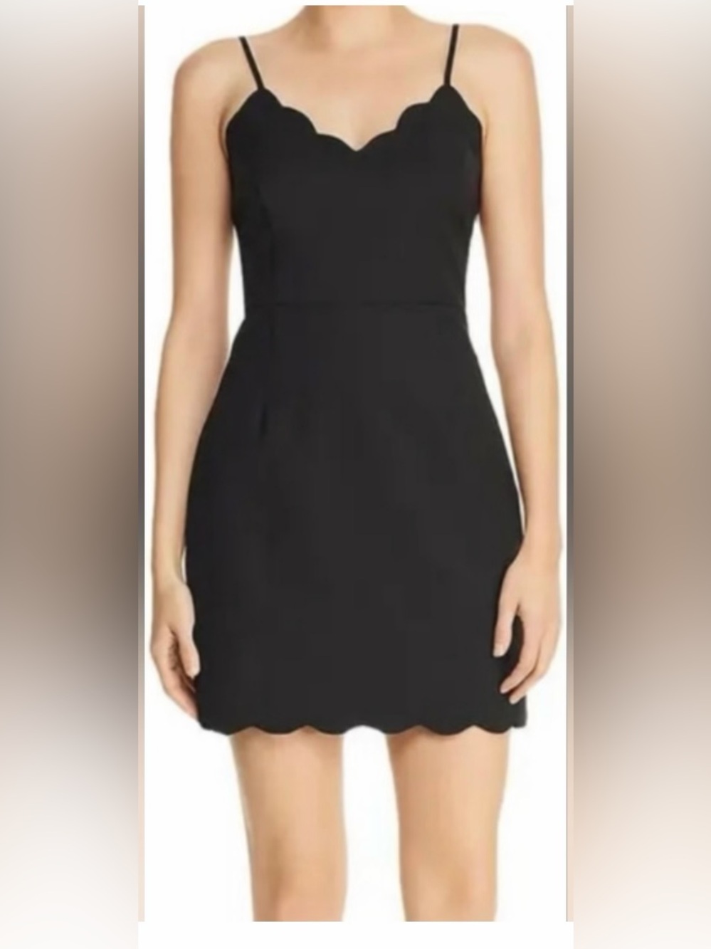 Aqua Black Scalloped Hem Cami Dress